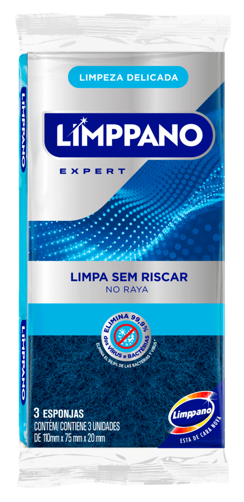 Esponja Azul Não Risca Antiaderente Limppano 3 Unidades