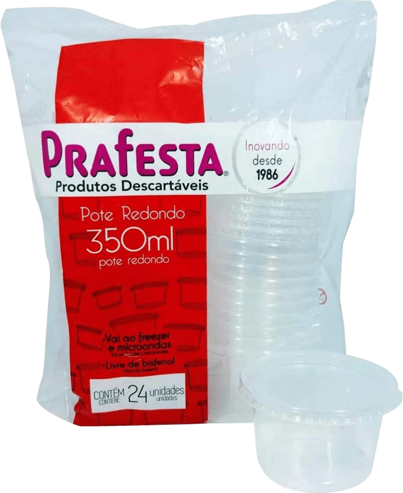 Pote Descartável Red Prafesta 350ml Pcom 24 com Tampa