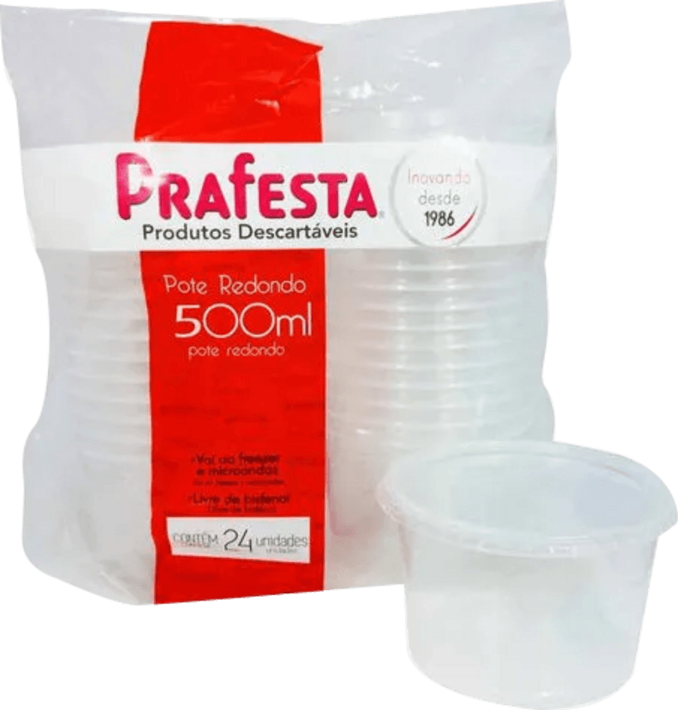 Pote Descartável Red Prafesta 500ml Pcom 24 com Tampa