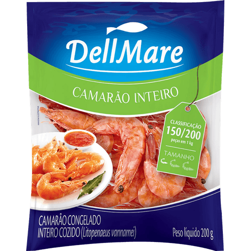 Camarao-Dellmare-Inteiro-Congelado-Cozido-150-a-200-Pecas-Pacote--200-g Camarao-Dellmare-Inteiro-Congelado-Cozido-150-a-200-Pecas-Pacote--200-g