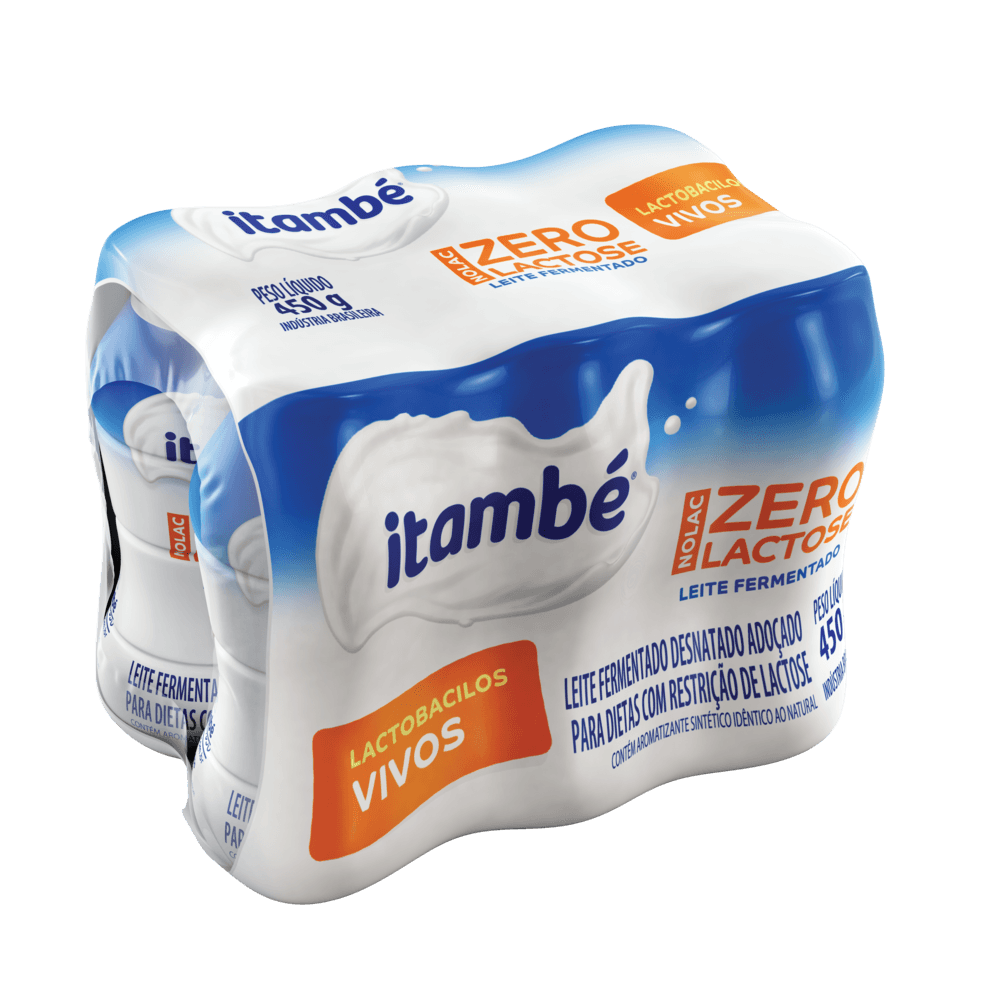 Leite Fermentado Adoçado Desnatado Zero Lactose para Dietas com Restrição de Lactose Itambé Nolac Frasco 450g 6 Unidades de 75g Cada