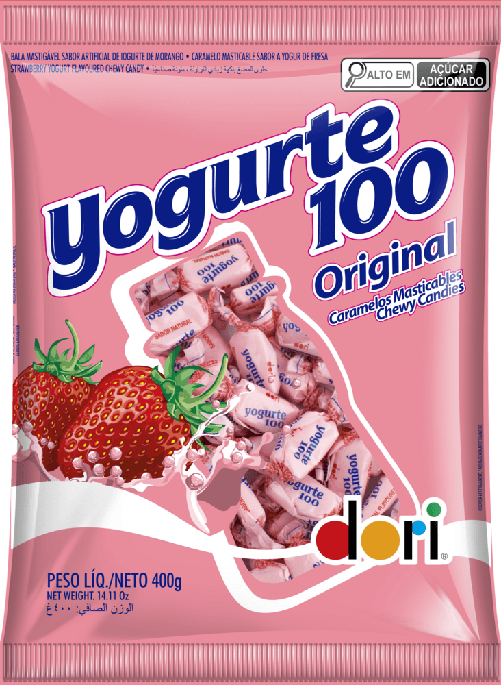 Bala Mastigável Yogurte 100 Original 400g - Dori
