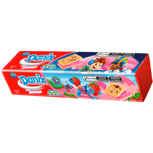 Biscoito-Recheio-Morango-Esquadrao-D-Danix-Pacote-130g Biscoito-Recheio-Morango-Esquadrao-D-Danix-Pacote-130g