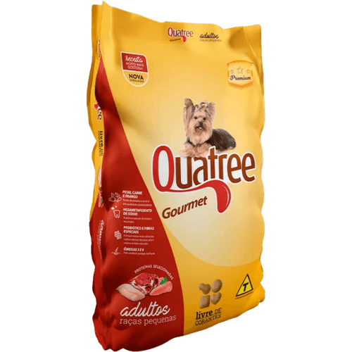Racao-Quatree-Gourmet-Sabor-Peixe-Carne-E-Frango-Para-Caes-Adultos-Racas-Pequenas-3kg Racao-Quatree-Gourmet-Sabor-Peixe-Carne-E-Frango-Para-Caes-Adultos-Racas-Pequenas-3kg