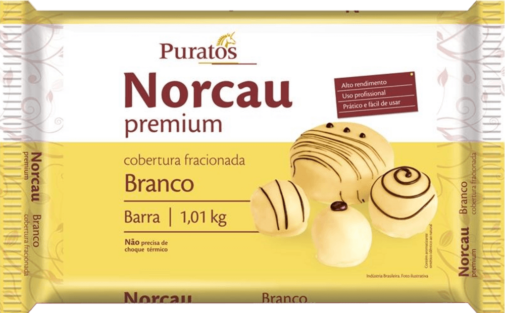 Cobertura Fracionada Chocolate Norcau Premium Branco - Barra 1,01kg PURATOS