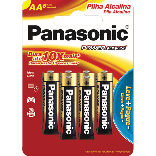 Pilha-Alcalina-Aa-Panasonic-Power-Alkaline-6-Unidades-15v-Leve-Mais-Pague-Menos Pilha-Alcalina-Aa-Panasonic-Power-Alkaline-6-Unidades-15v-Leve-Mais-Pague-Menos