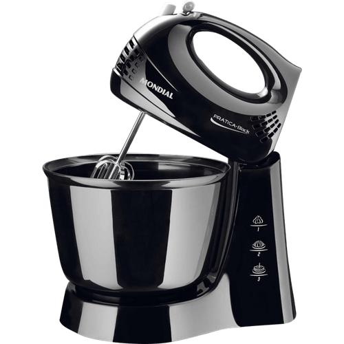 Batedeira-Mondial-Pratica-Black-B-12NP-3-Velocidades-350W Batedeira-Mondial-Pratica-Black-B-12NP-3-Velocidades-350W