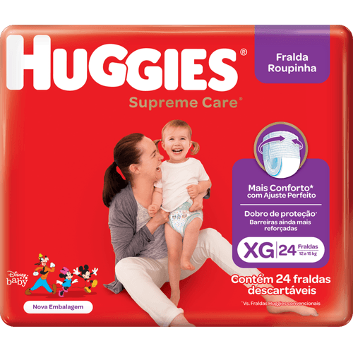 Fralda-Descartavel-Infantil-Roupinha-Huggies-Supreme-Care-XG-12-a-15kg-Pacote-24-Unidades Fralda-Descartavel-Infantil-Roupinha-Huggies-Supreme-Care-XG-12-a-15kg-Pacote-24-Unidades