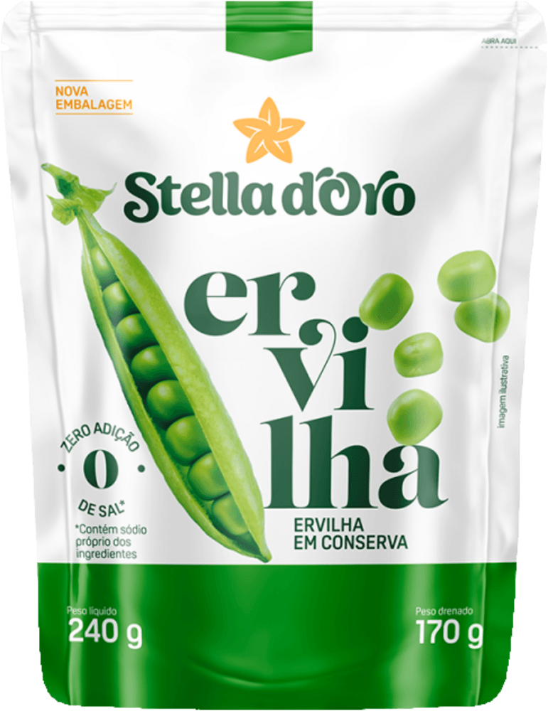 Ervilha em Conserva sem Adição de Sal Stella D'oro Pouch Peso Líquido 240g Peso Drenado 170g