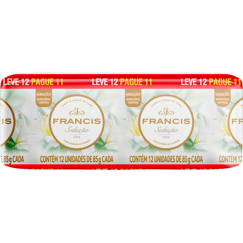 Sabonete-em-Barra-com-Essencias-Florais-Lirio-Francis-Seducao-Envoltorio-85g-Cada-Leve-12-Pague-11-Unidades