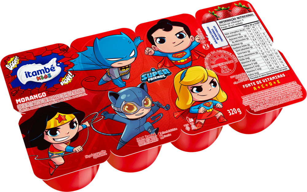 Queijo Petit Suisse com Preparado de Fruta Morango Justice League