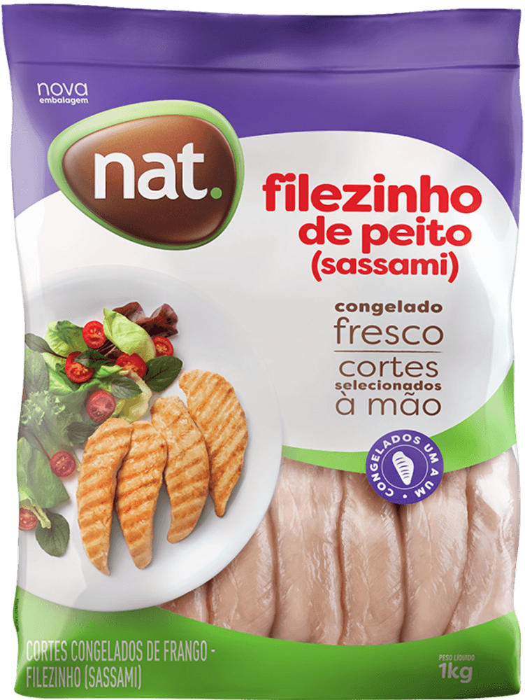 Filezinho de Peito de Frango NAT Congelado Pacote 1kg
