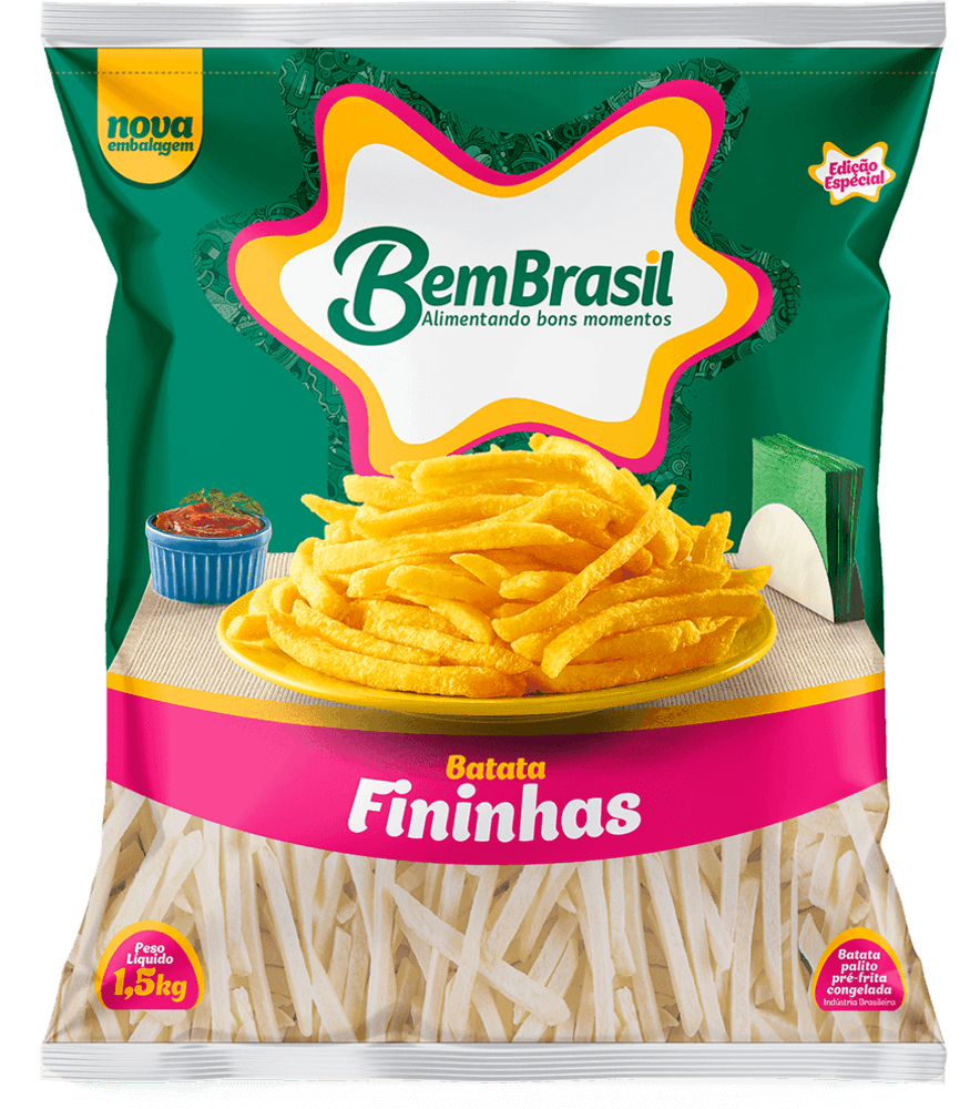 Batata Pré-Frita Palito Fininha Congelada Bem Brasil Pacote 1,5kg Edição Especial
