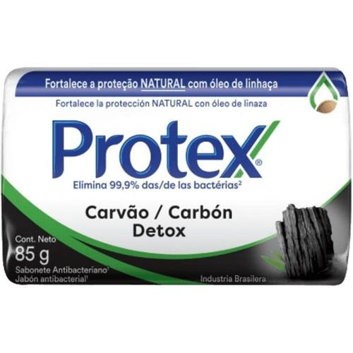 Sabonete-em-Barra-Antibacteriano-com-Oleo-de-Linhaca-Protex-Carvao-Detox-Envoltorio-85g Sabonete-em-Barra-Antibacteriano-com-Oleo-de-Linhaca-Protex-Carvao-Detox-Envoltorio-85g