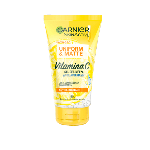 Gel-de-Limpeza-Facial-Antibacteriano-Garnier-Uniform---Matte-Vitamina-C-150ml Gel-de-Limpeza-Facial-Antibacteriano-Garnier-Uniform---Matte-Vitamina-C-150ml