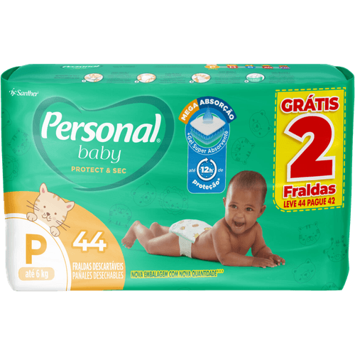 Fralda-Descartavel-Personal-Baby-Protect---Sec-P-ate-6kg-Pacote-Leve-44-Pague-42-Unidades Fralda-Descartavel-Personal-Baby-Protect---Sec-P-ate-6kg-Pacote-Leve-44-Pague-42-Unidades