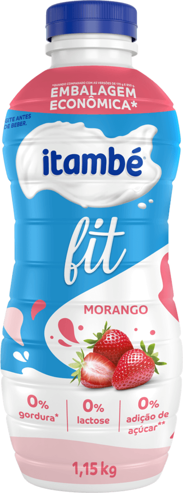 Iogurte Liquido Sabor Morango sem Lactose Itambé Fit Garrafa 1