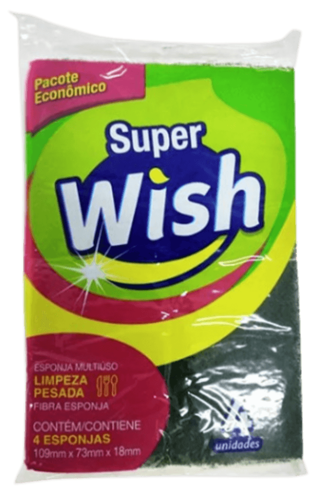 Esponja Multiuso Super Wish  Embalagem Economica com 4 Unidades