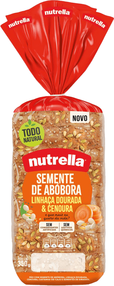 Pão Integral Nutrella Semente de Abóbora e Linhaça Pacote com 350g