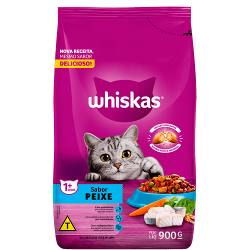 Alimento-Premium-para-Gatos-Adultos-Peixe-Whiskas-Pacote-900g Alimento-Premium-para-Gatos-Adultos-Peixe-Whiskas-Pacote-900g