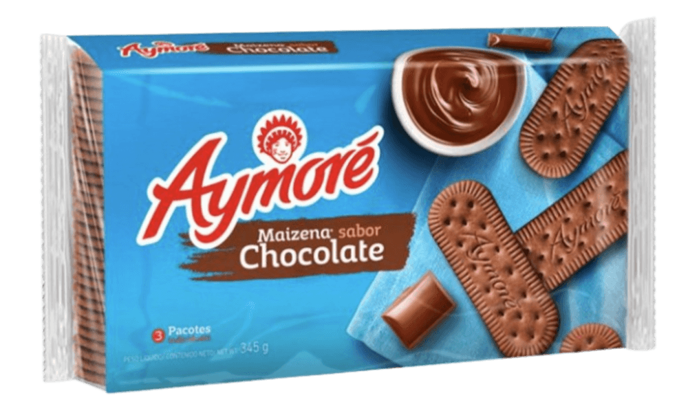 Biscoito Maizena Chocolate Aymoré Pacote 345g 3 Unidades de 115g Cada