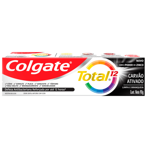 Creme-Dental-Anticarie-com-Fluor-Carvao-Ativado-Colgate-Total-12-Caixa-90g Creme-Dental-Anticarie-com-Fluor-Carvao-Ativado-Colgate-Total-12-Caixa-90g