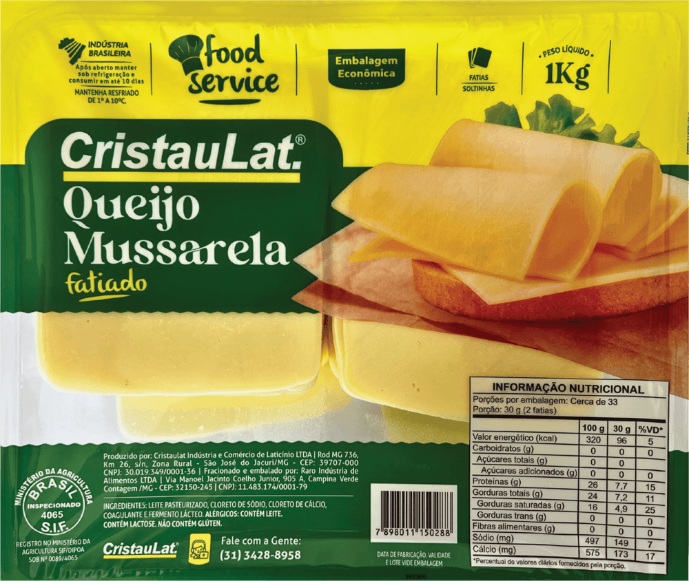 Muçarela Cristaulat Fatiada 1kg
