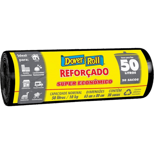 Saco-para-Lixo-Reforcado-50l-Dover-Roll-Super-Economico-20-Unidades Saco-para-Lixo-Reforcado-50l-Dover-Roll-Super-Economico-20-Unidades