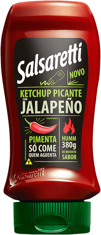 Ketchup Picante com Pimenta Jalapeño Salsaretti Squeeze 380g