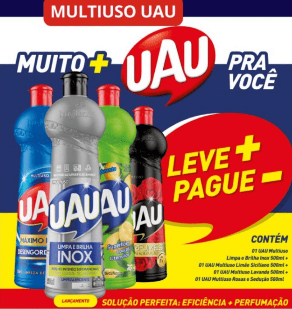 Kit Uau M-Uso 4x500ml Inox Limão Lavanda e Rosas Leve mais Pague Menos