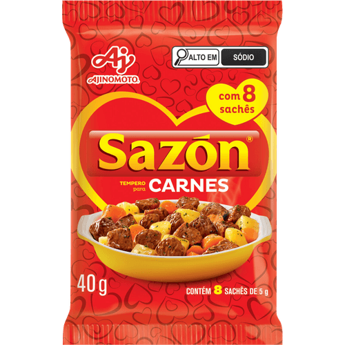 Tempero-Po-para-Carnes-Sazon-Pacote-40g-8-Unidades-de-5g-Cada Tempero-Po-para-Carnes-Sazon-Pacote-40g-8-Unidades-de-5g-Cada