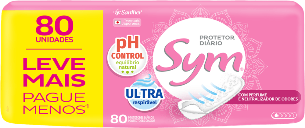 Protetor Diário Sym com fragrância 80 unidades