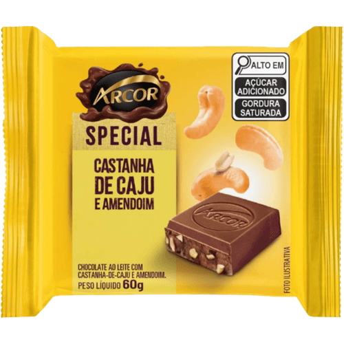 Chocolate-ao-Leite-com-Castanha-de-Caju-e-Amendoim-Arcor-Special-Pacote-60g Chocolate-ao-Leite-com-Castanha-de-Caju-e-Amendoim-Arcor-Special-Pacote-60g