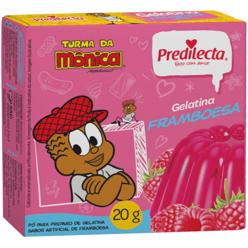 Preparo-de-Gelatina-em-Po-Framboesa-Turma-da-Monica-Predilecta-Caixa-20g Preparo-de-Gelatina-em-Po-Framboesa-Turma-da-Monica-Predilecta-Caixa-20g