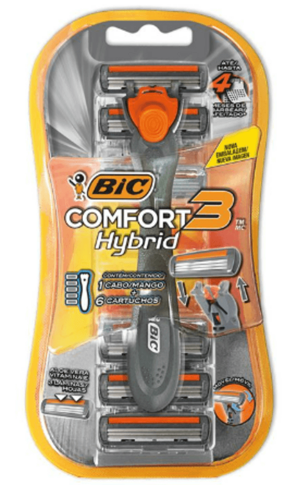 Aparelho de Barbear Bic Confort3 Hibrid com 6 Cargas Extras