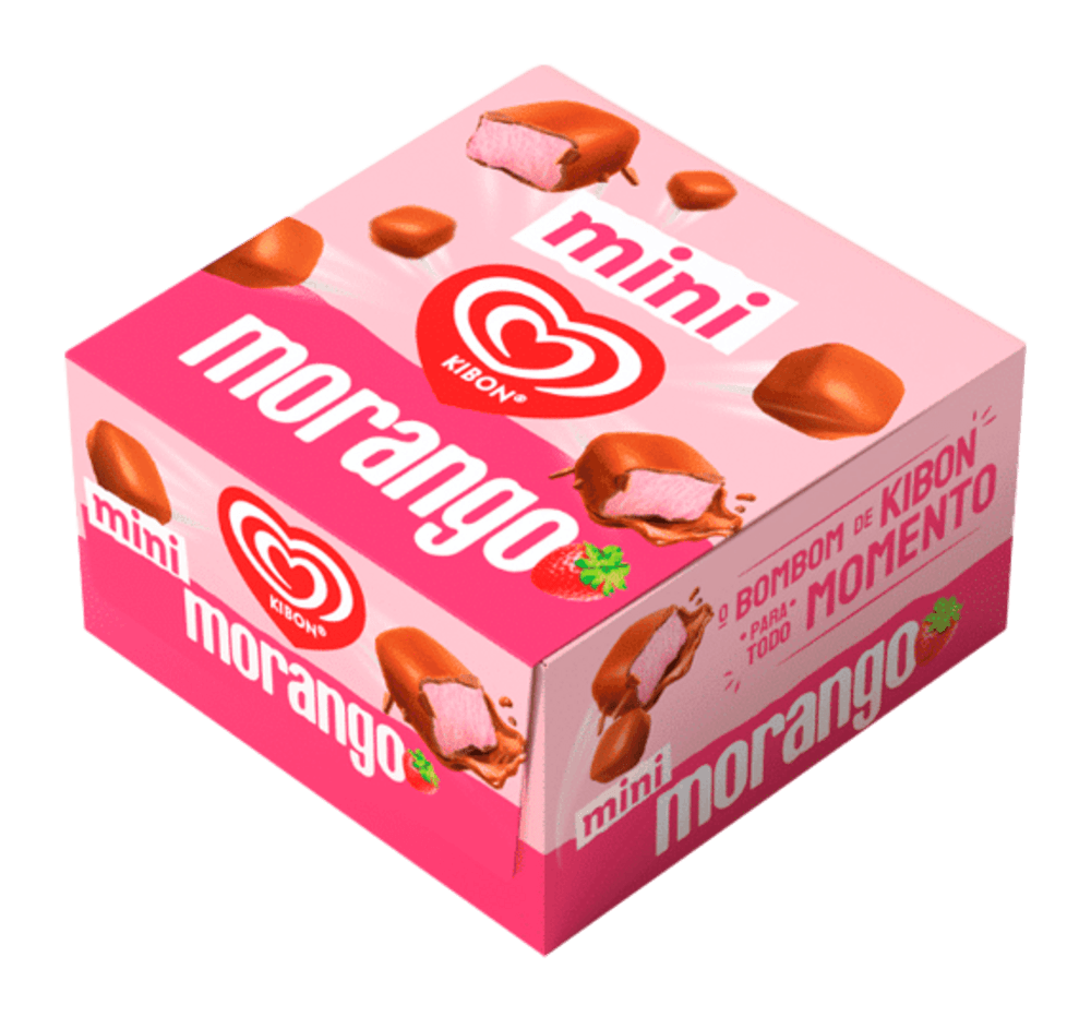 Mini Sorvete Kibon Morango Com Cobertura Chocolate 92g