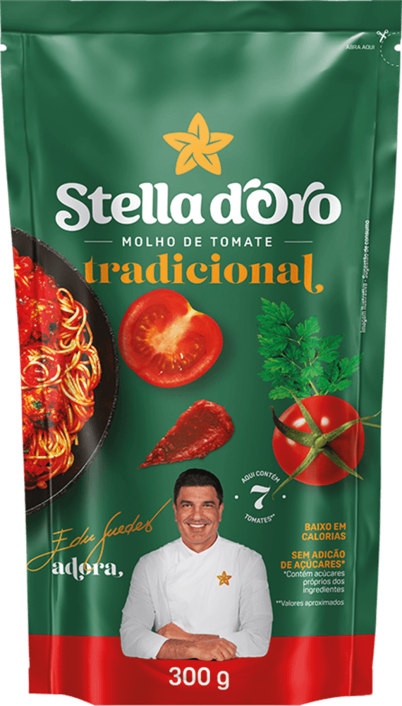 Molho de Tomate Tradicional sem Adição de Açúcar Stella Doro Sachê 300g