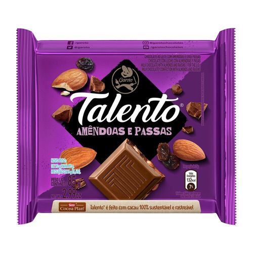 Chocolate-GAROTO-TALENTO-Amendoas-com-Passas-85g Chocolate-GAROTO-TALENTO-Amendoas-com-Passas-85g