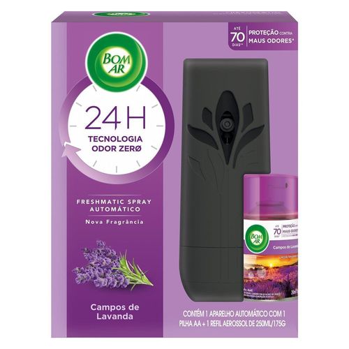 Aromatizador-de-Ambiente-Bom-Ar-Automatico-Aerossol-Freshmatic-Campos-de-Lavanda-Aparelho---Refil-250ml Aromatizador-de-Ambiente-Bom-Ar-Automatico-Aerossol-Freshmatic-Campos-de-Lavanda-Aparelho---Refil-250ml