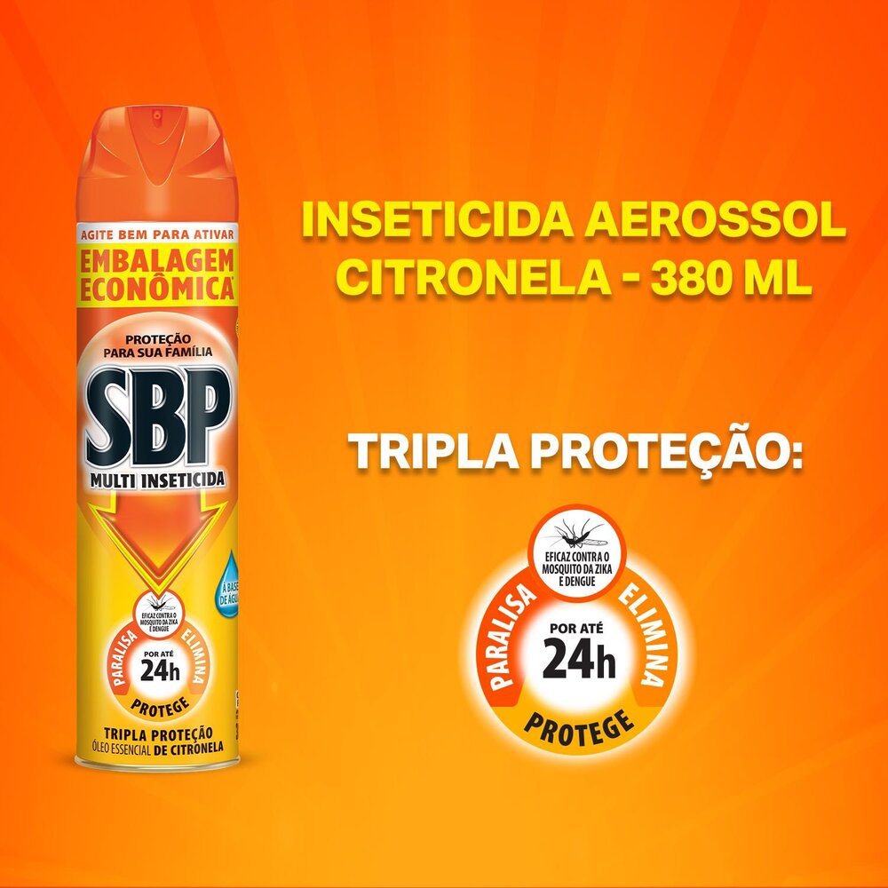 SBP Multi Inseticida Aerossol Óleo de Citronela 380ml Embalagem