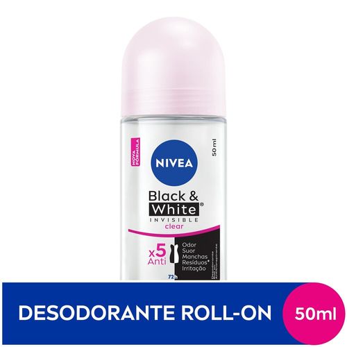Desodorante-Antitranspirante-Roll-On-Nivea-Invisible-Black---White-Clear-50ml Desodorante-Antitranspirante-Roll-On-Nivea-Invisible-Black---White-Clear-50ml
