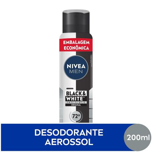 Desodorante-Antitranspirante-Aerossol-Nivea-Men-Invisible-Black---White-200ml Desodorante-Antitranspirante-Aerossol-Nivea-Men-Invisible-Black---White-200ml
