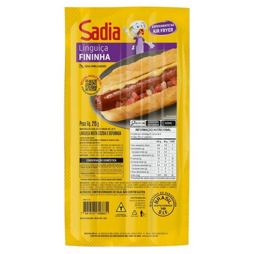 Linguica-Mista-Cozida-E-Defumada-Fininha-Sadia-215G Linguica-Mista-Cozida-E-Defumada-Fininha-Sadia-215G