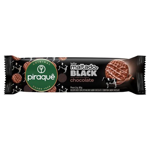 Biscoito-Leite-Maltado-Black-Cobertura-Chocolate-Piraque-80g Biscoito-Leite-Maltado-Black-Cobertura-Chocolate-Piraque-80g