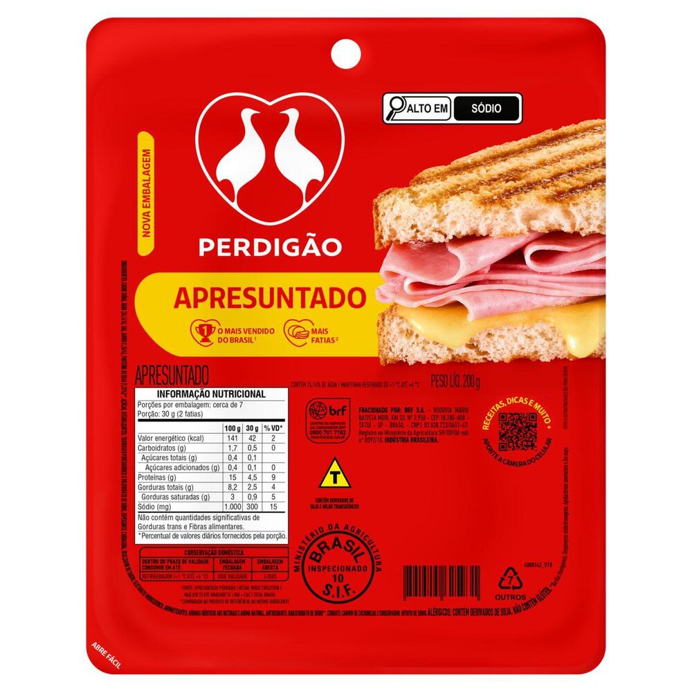 Apresuntado Perdigão Fatiado Vácuo 200g