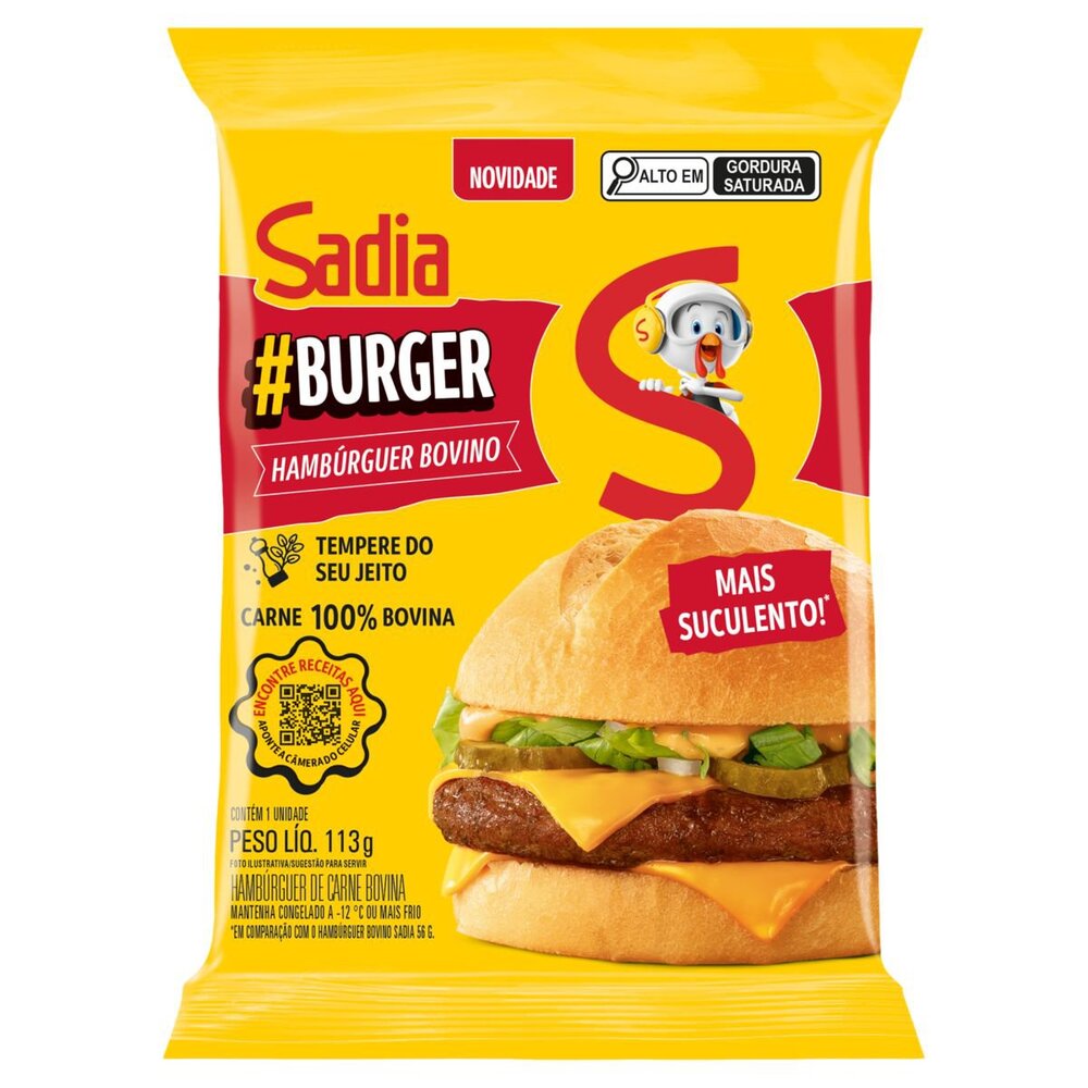 Hambúrguer de Carne Bovina Sadia #Burguer Pacote 113g
