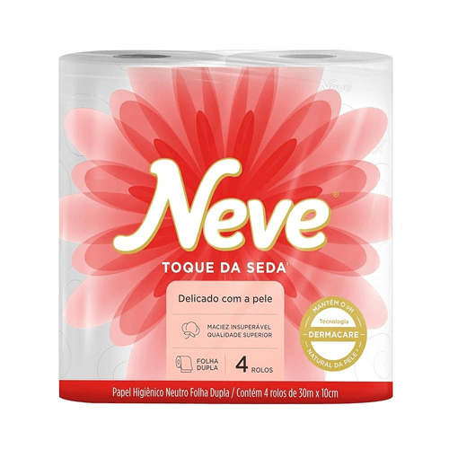 Papel-Higienico-Folha-Dupla-Neutro-Neve-Toque-da-Seda-30m-Pacote-4-Unidades Papel-Higienico-Folha-Dupla-Neutro-Neve-Toque-da-Seda-30m-Pacote-4-Unidades