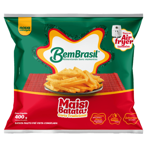 Batata-Pre-Frita-Palito-Tradicional-Congelada-Bem-Brasil-Selecao-Especial-Pacote-400g Batata-Pre-Frita-Palito-Tradicional-Congelada-Bem-Brasil-Selecao-Especial-Pacote-400g