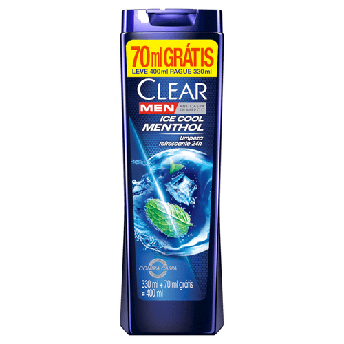 Shampoo-Anticaspa-Ice-Cool-Menthol-Clear-Men-Frasco-Leve-400ml-Pague-330ml Shampoo-Anticaspa-Ice-Cool-Menthol-Clear-Men-Frasco-Leve-400ml-Pague-330ml