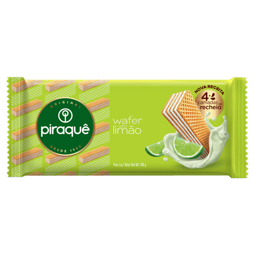 Biscoito-Wafer-Recheio-Limao-Piraque-Pacote-100G Biscoito-Wafer-Recheio-Limao-Piraque-Pacote-100G